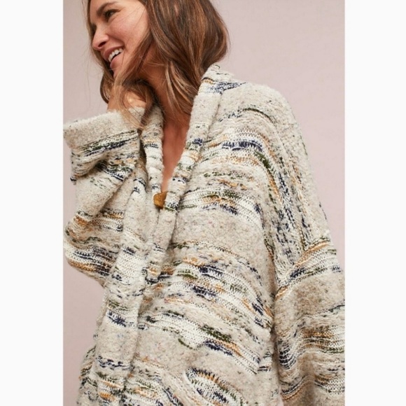 Anthropologie MOTH Oversized Cream Cabin Chloe Sweater Pockets Size Small - Picture 2 of 16